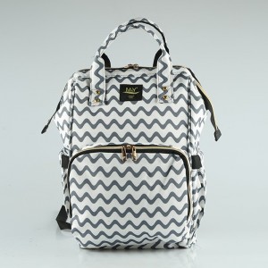 MY Collection 6630 Go Digital Baskılı Anne Bebek Bakım Sırt Çantası - DALGALI ÇİZGİLİ