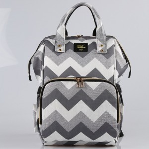 MY Collection 6630 Go Digital Baskılı Anne Bebek Bakım Sırt Çantası - ZİKZAK GRİ ÇİZGİLİ