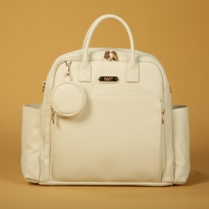 MY Collection 7310 Maia Deri Anne Bebek Bakım Sırt Çantası - KREM / CREAM