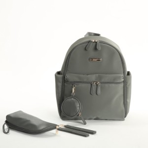 MY Collection 7345 Diamond Saten - Deri Anne Bebek Bakım Sırt Çantası - GRİ / GREY