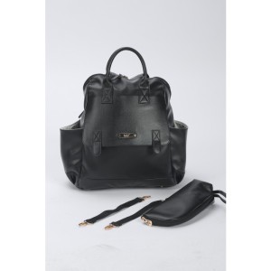 MY Collection 7260 Holifera Deri Anne Bebek Bakım Sırt Çantası - SİYAH / BLACK