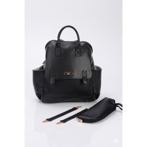 MY Collection 7260 Holifera Deri Anne Bebek Bakım Sırt Çantası - SİYAH / BLACK